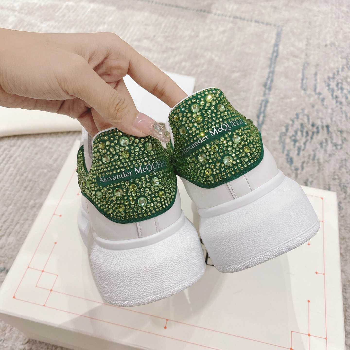 Alexander Mqueen Oversized Sneaker in White/Acid Green - PerfectKickZ