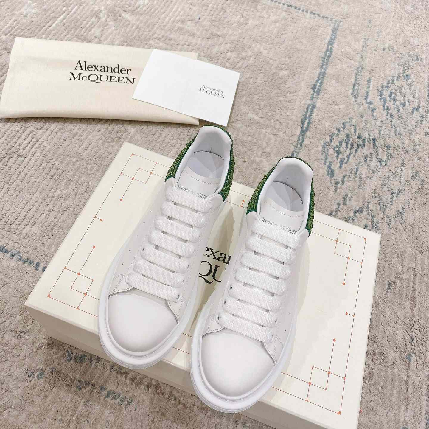 Alexander Mqueen Oversized Sneaker in White/Acid Green - PerfectKickZ