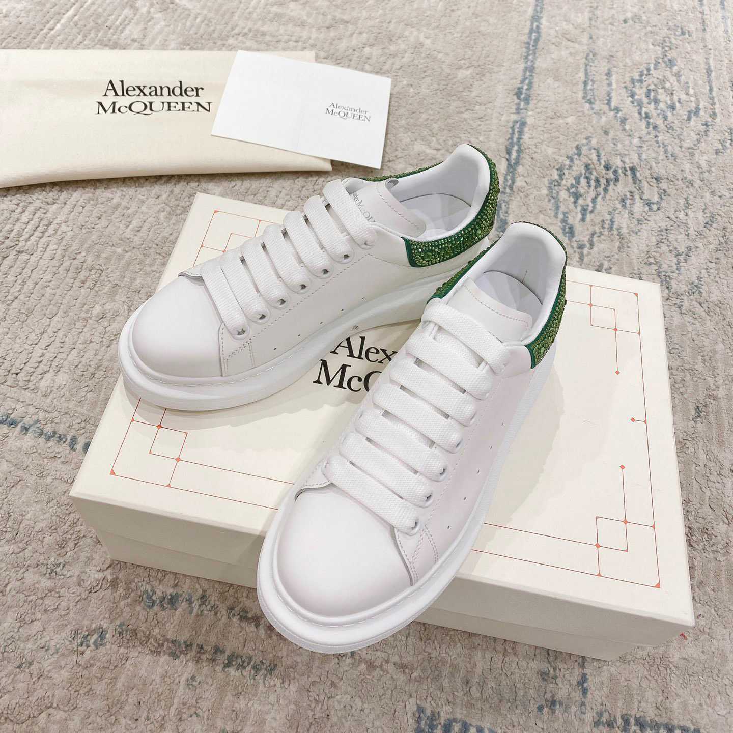 Alexander Mqueen Oversized Sneaker in White/Acid Green - PerfectKickZ
