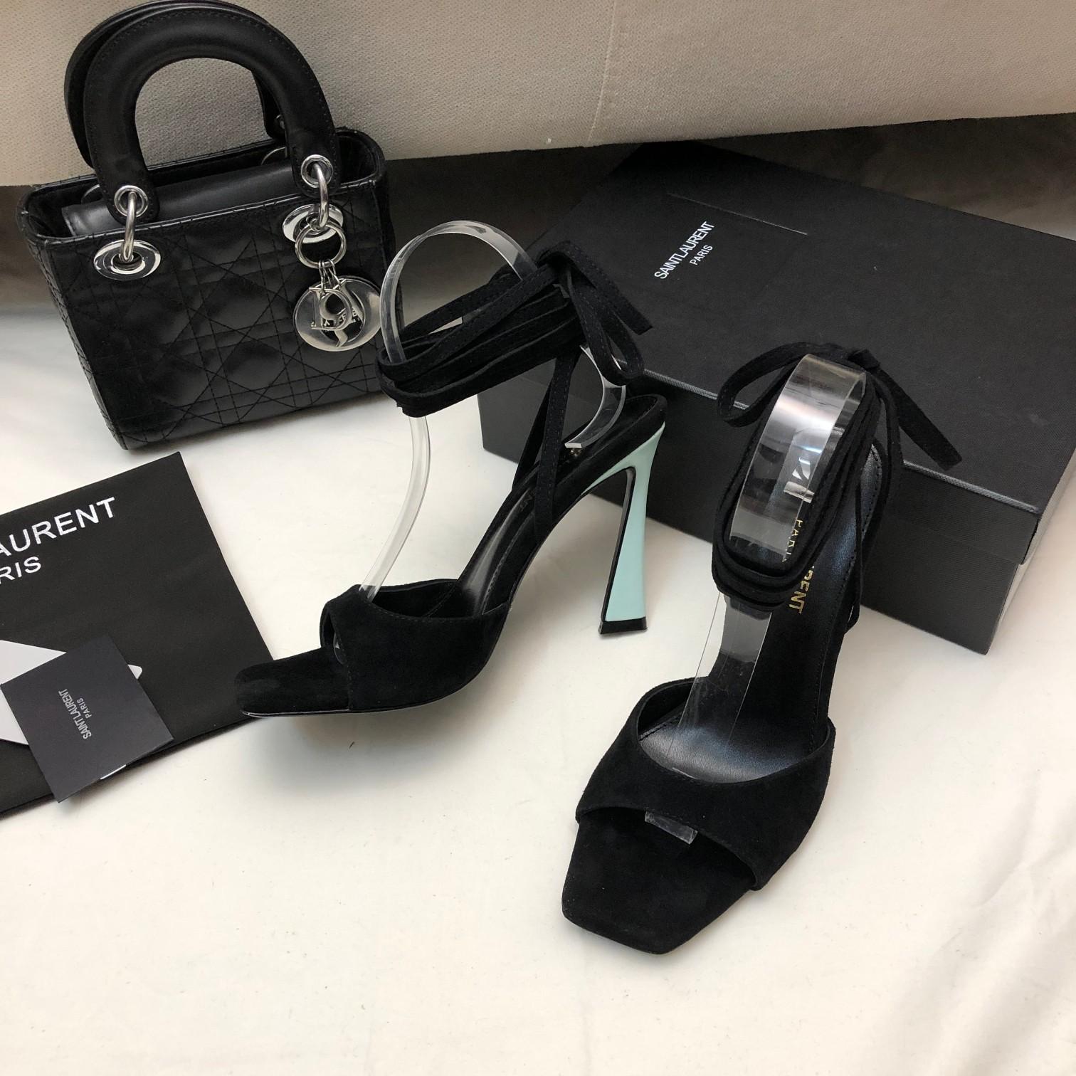 Saint Laurent Paz Sandals In Suede And Metallized Leather - PerfectKickZ