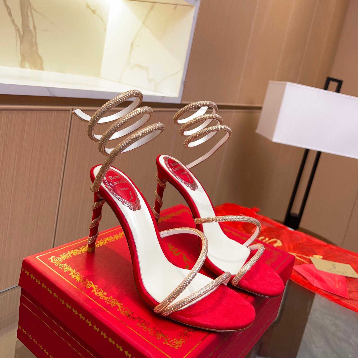 Rene Caovilla Cleo Crystal-Embellished Wrap Sandals - PerfectKickZ