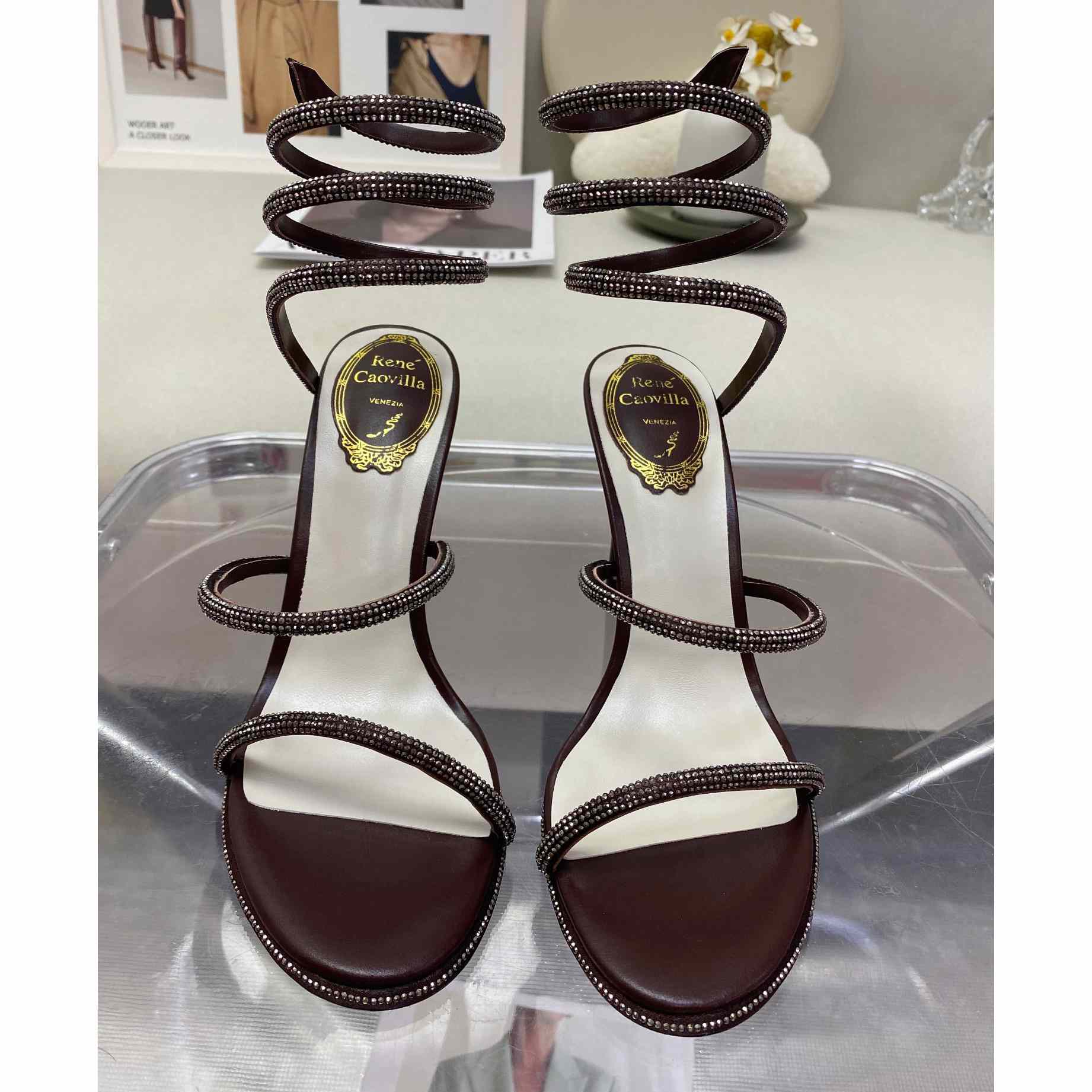 Rene Caovilla Cleo Crystal Coffee Sandal - PerfectKickZ