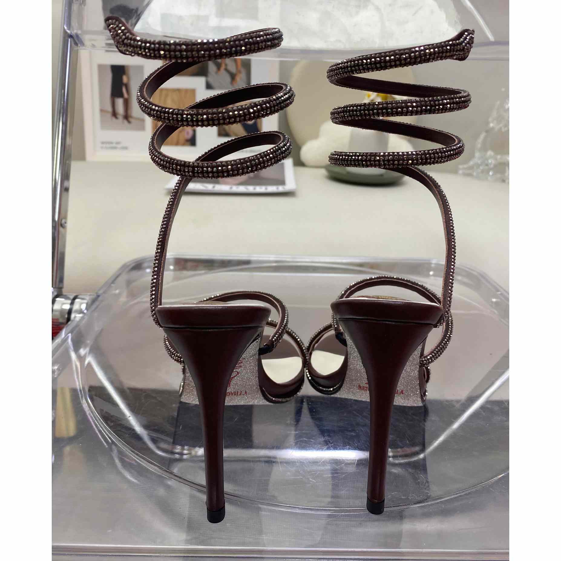 Rene Caovilla Cleo Crystal Coffee Sandal - PerfectKickZ