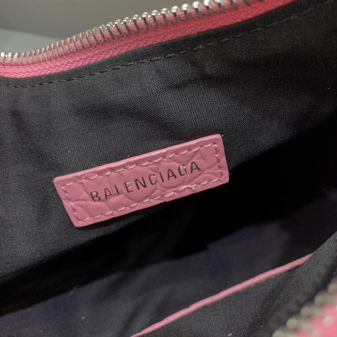 Balenciaga Le Cagole Small Shoulder Bag Crocodile Embossed In Pink - PerfectKickZ