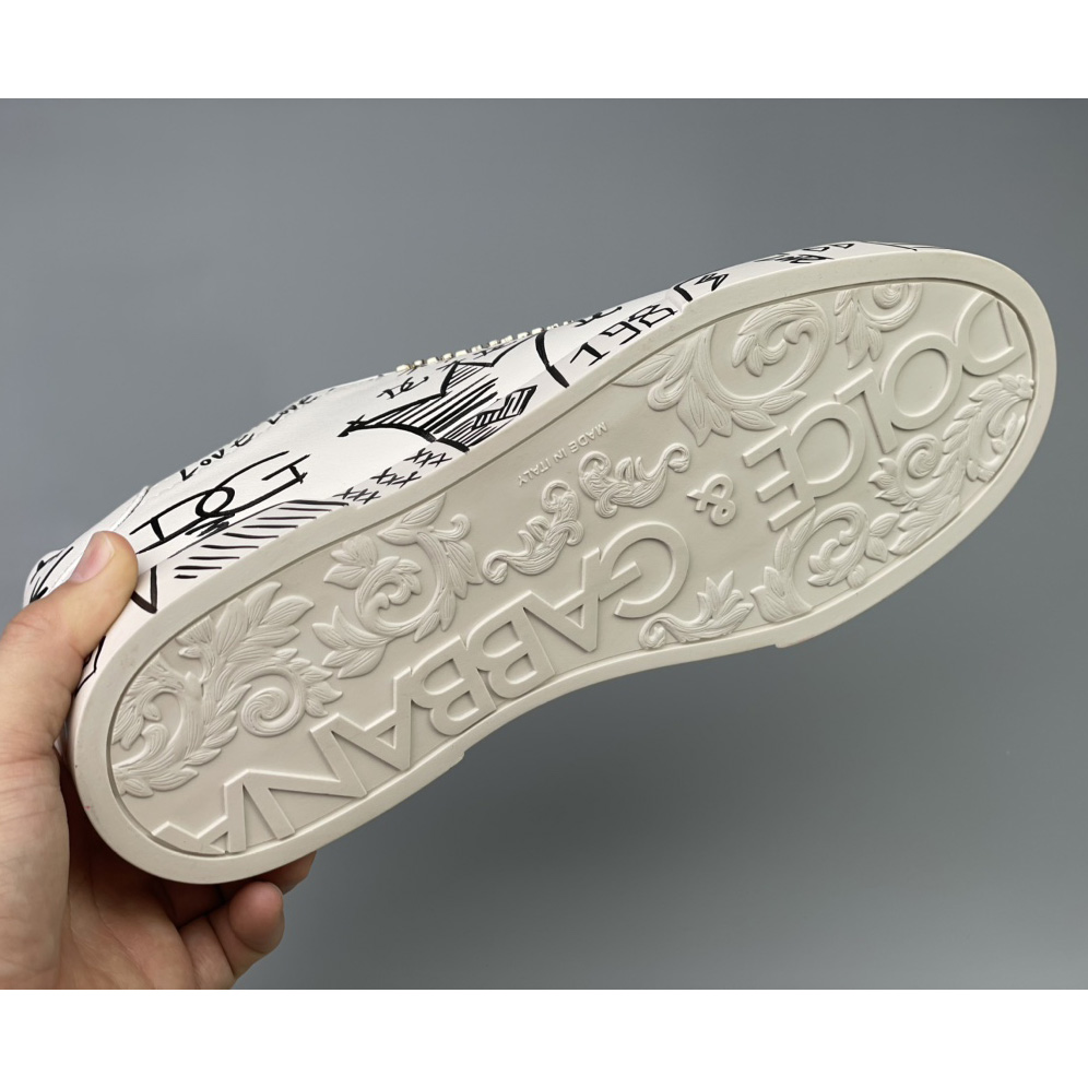 Dolce & Gabbana Hand-painted Calfskin Portofino Sneakers - PerfectKickZ
