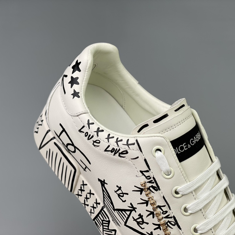 Dolce & Gabbana Hand-painted Calfskin Portofino Sneakers - PerfectKickZ