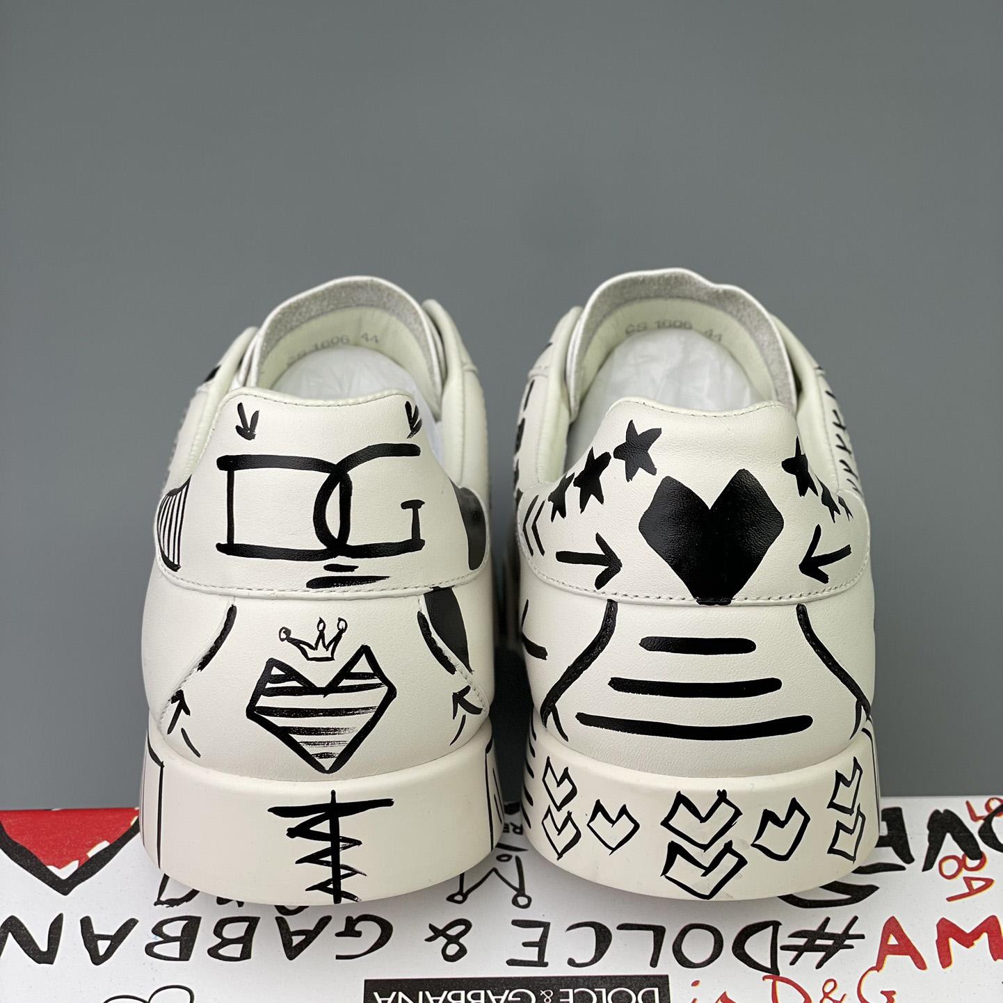 Dolce & Gabbana Hand-painted Calfskin Portofino Sneakers - PerfectKickZ