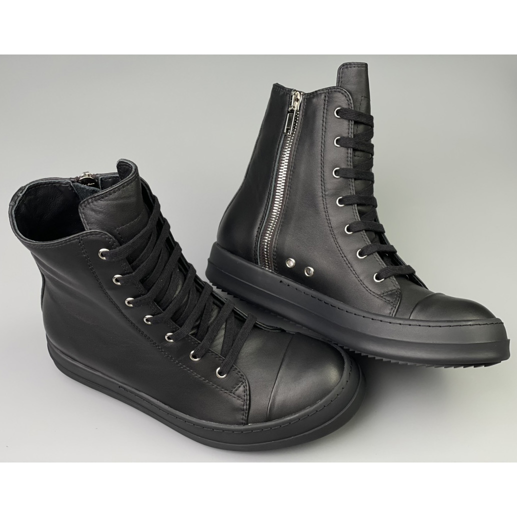 Rick Owens  Leather High Top Sneakers - PerfectKickZ