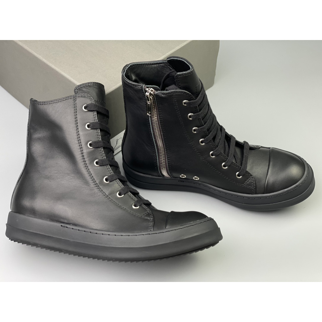Rick Owens  Leather High Top Sneakers - PerfectKickZ