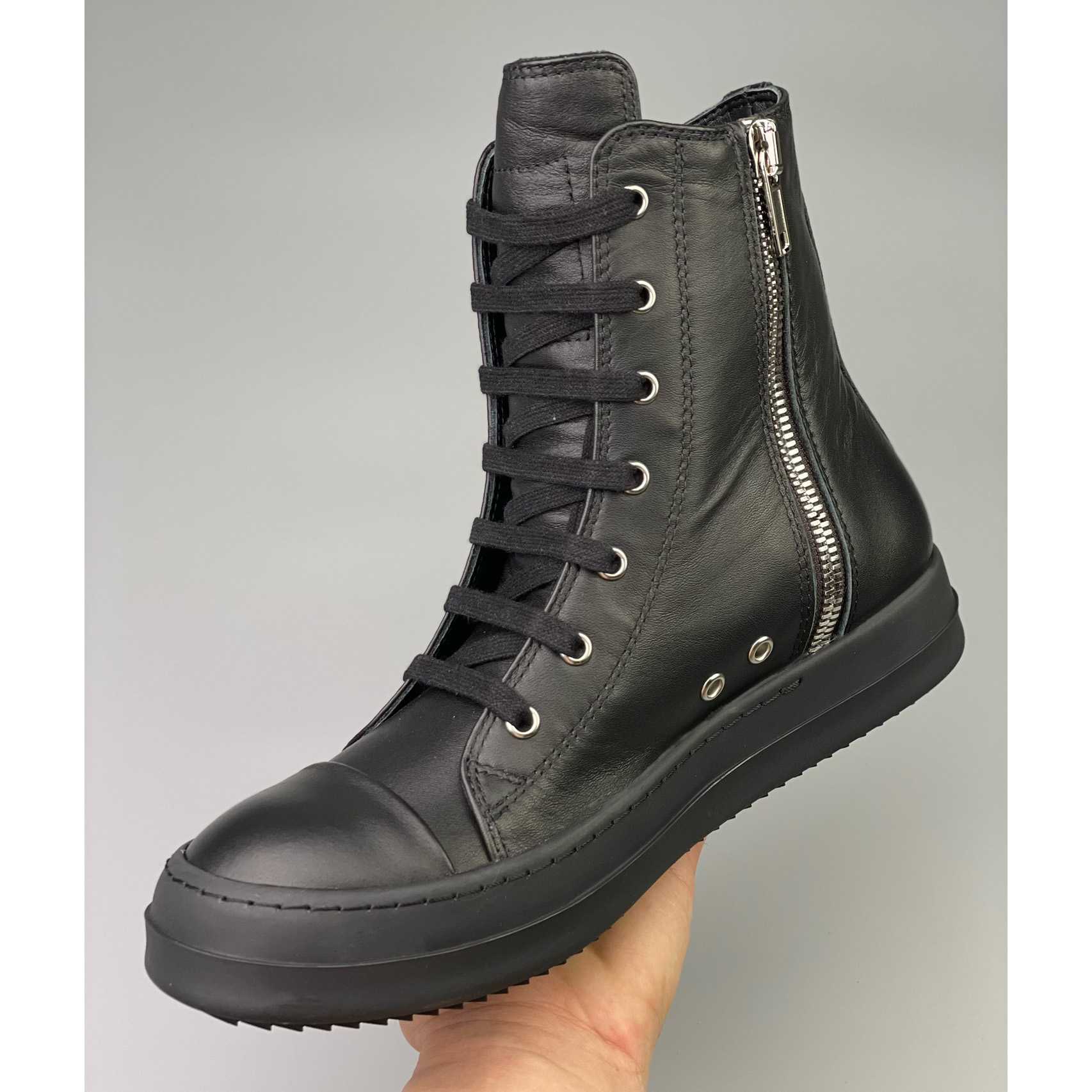 Rick Owens  Leather High Top Sneakers - PerfectKickZ