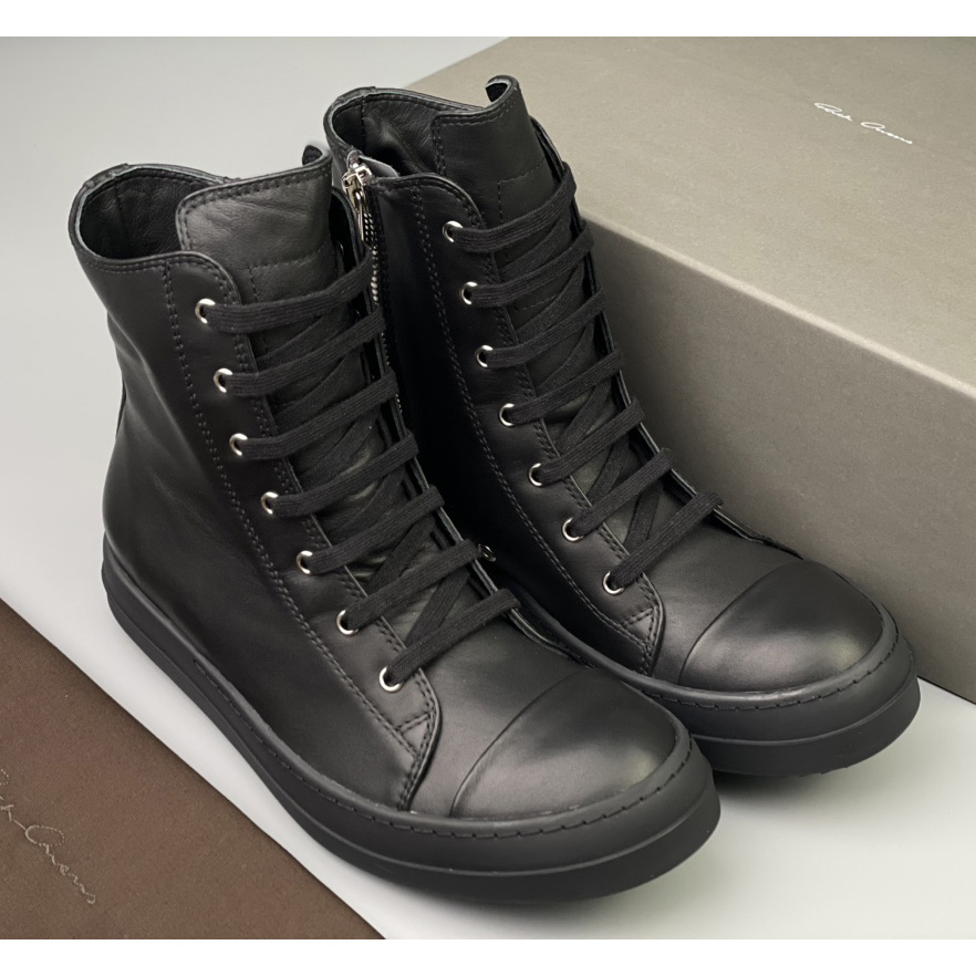 Rick Owens  Leather High Top Sneakers - PerfectKickZ