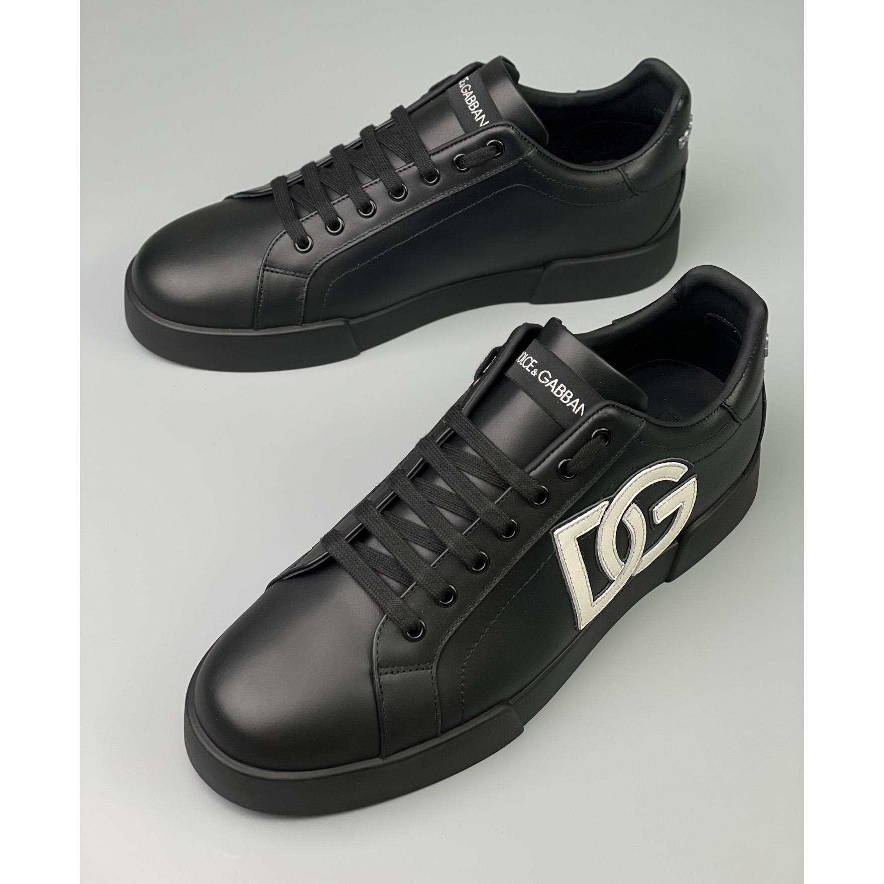 Dolce & Gabbana Calfskin Portofino Sneakers With DG Logo - PerfectKickZ