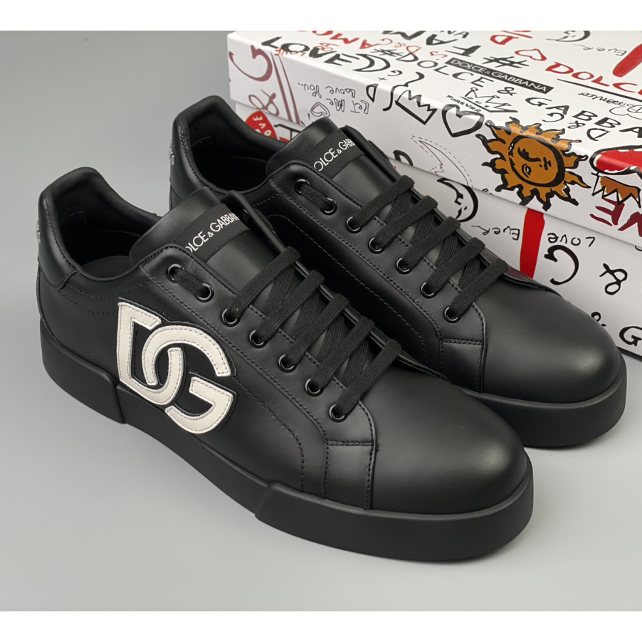 Dolce & Gabbana Calfskin Portofino Sneakers With DG Logo - PerfectKickZ