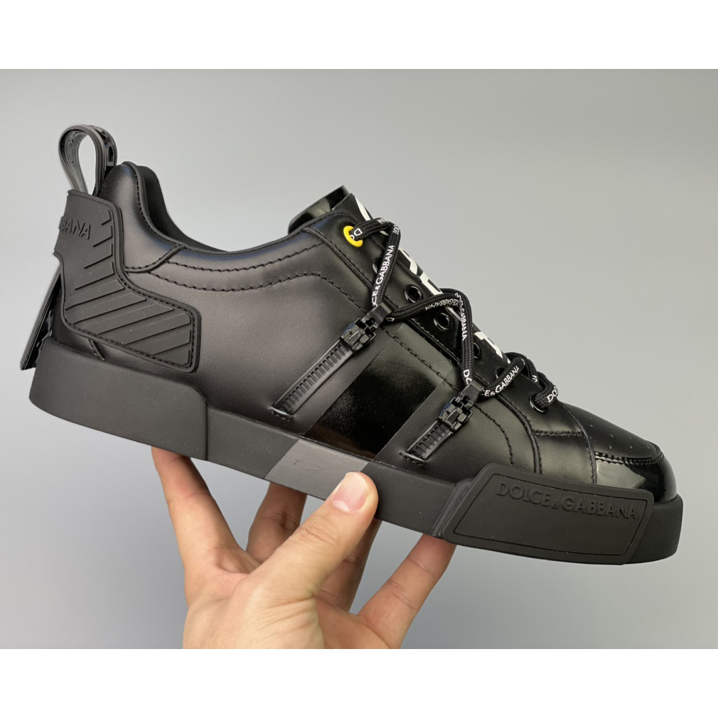 Dolce & Gabbana Portofino Sneakers In Calfskin And Patent Leather - PerfectKickZ