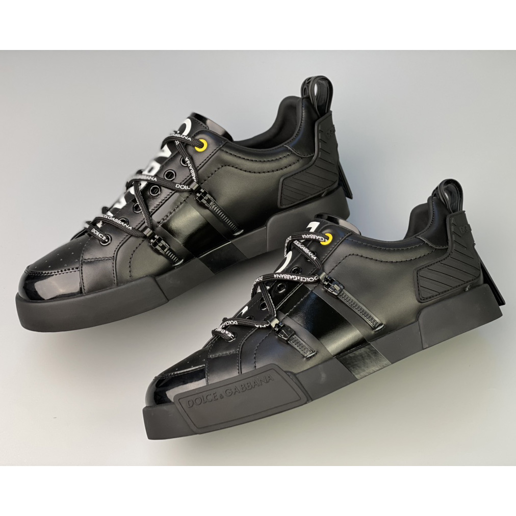 Dolce & Gabbana Portofino Sneakers In Calfskin And Patent Leather - PerfectKickZ