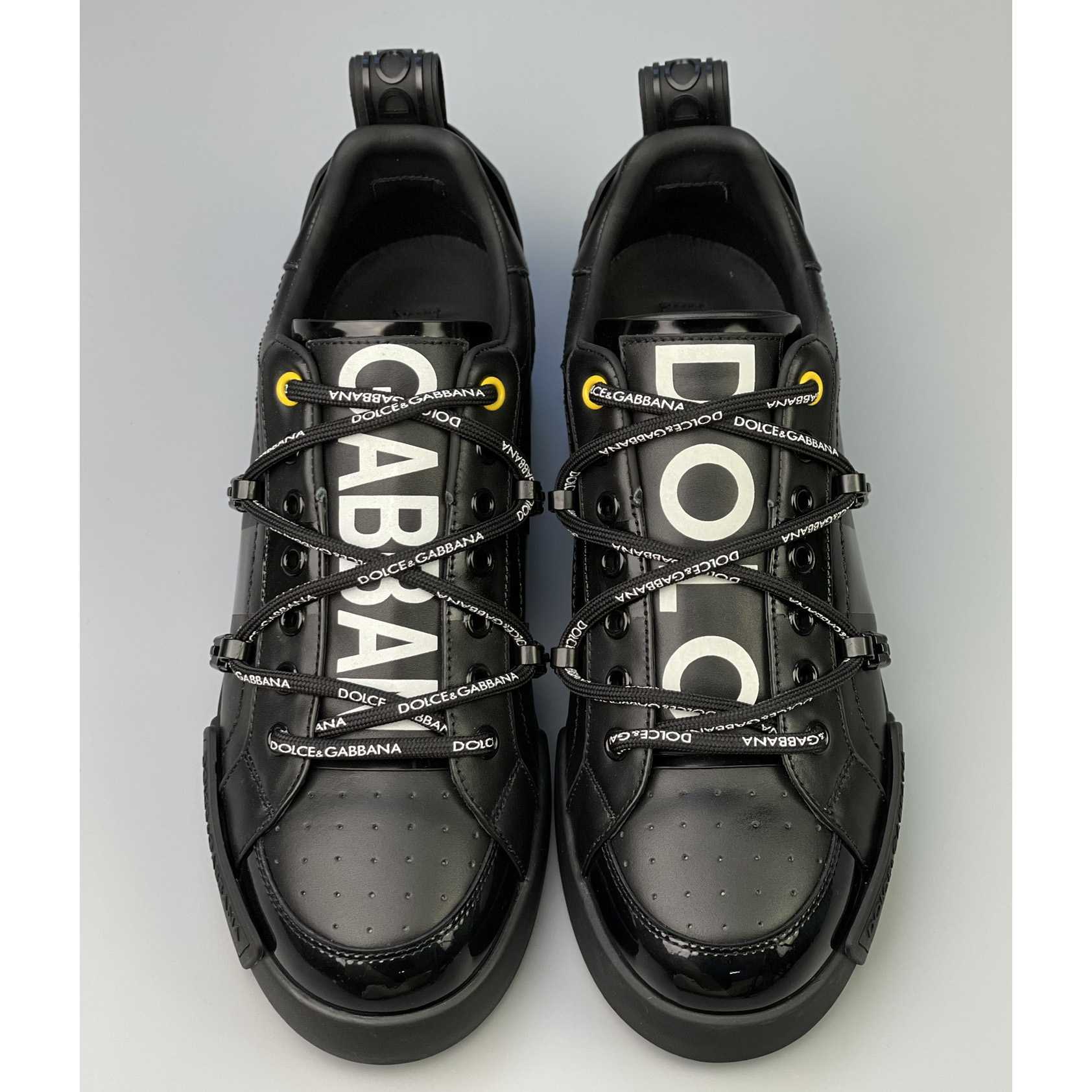 Dolce & Gabbana Portofino Sneakers In Calfskin And Patent Leather - PerfectKickZ