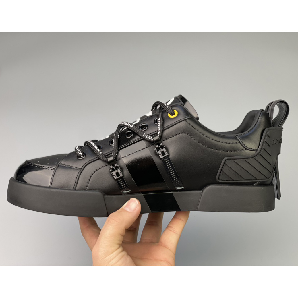 Dolce & Gabbana Portofino Sneakers In Calfskin And Patent Leather - PerfectKickZ