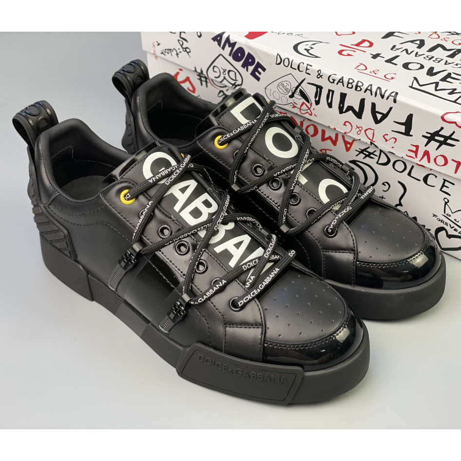 Dolce & Gabbana Portofino Sneakers In Calfskin And Patent Leather - PerfectKickZ