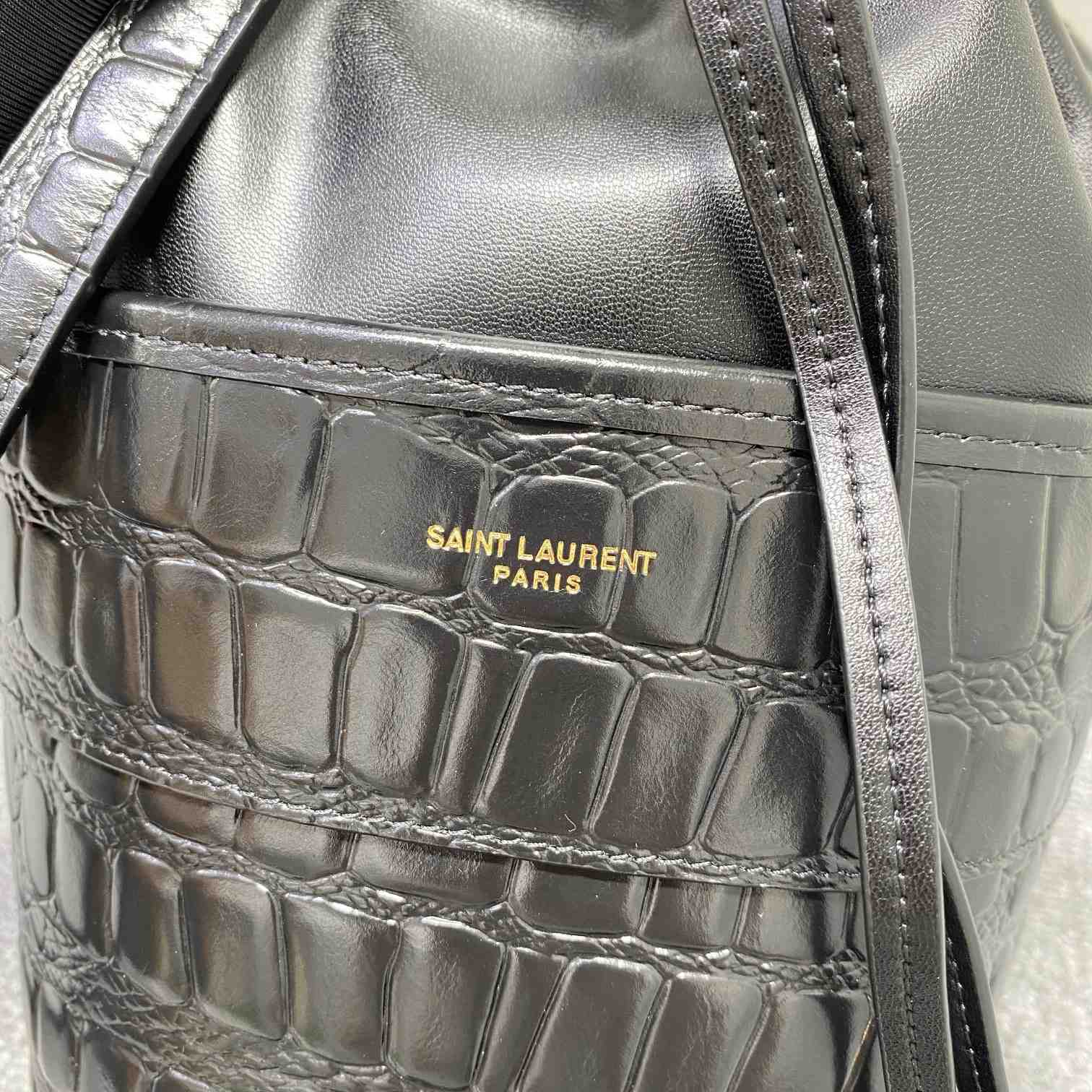 Saint Laurent Crocodile-effect Embossed Bucket Bag(16x26x16cm) - PerfectKickZ