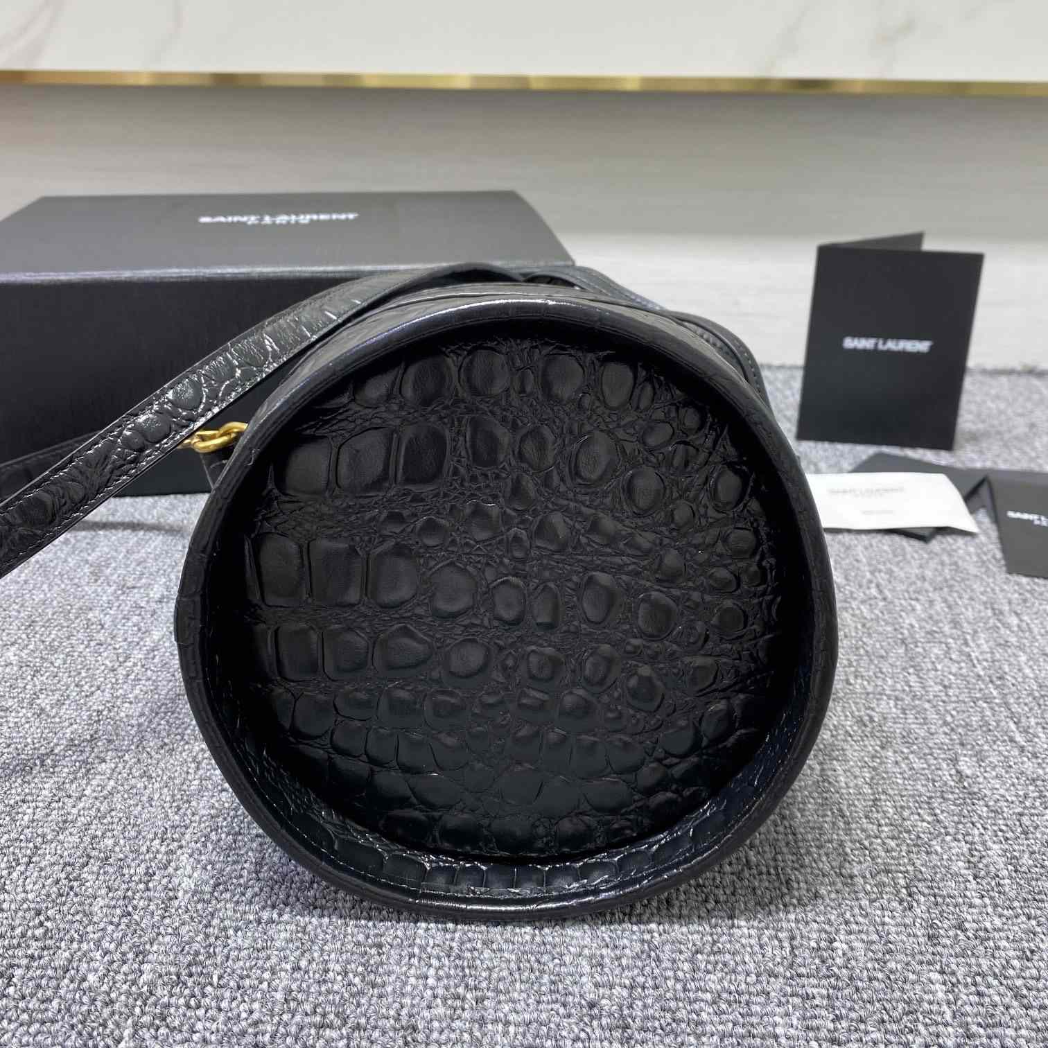 Saint Laurent Crocodile-effect Embossed Bucket Bag(16x26x16cm) - PerfectKickZ