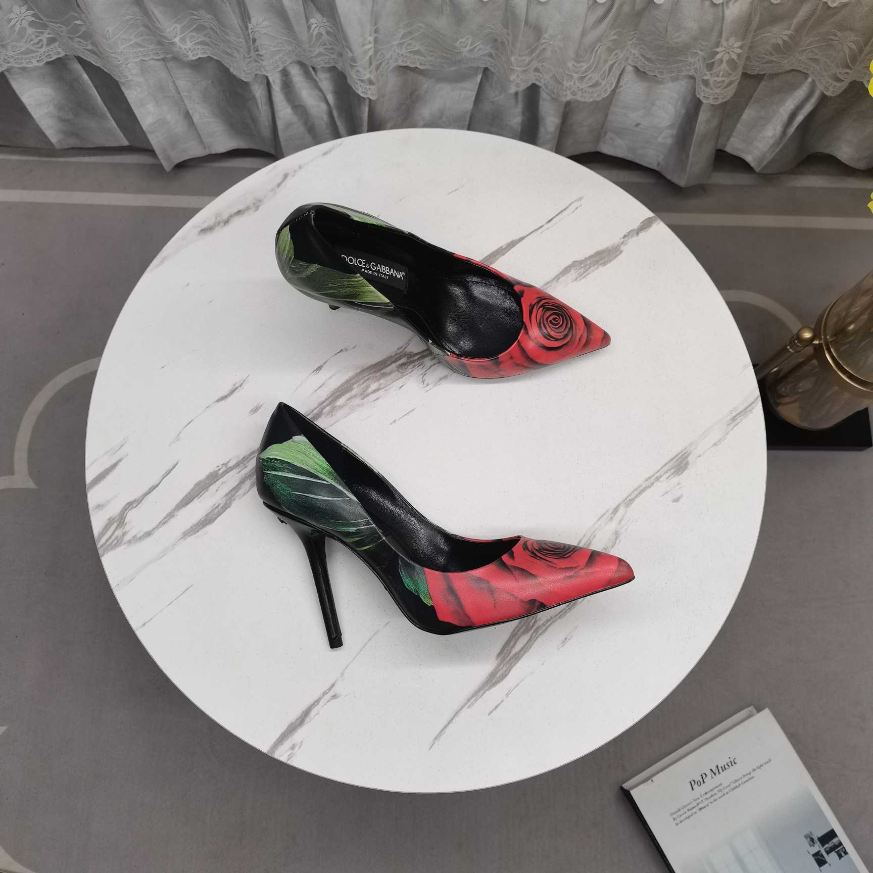 Dolce & Gabbana Rose-print Jersey Pumps - PerfectKickZ