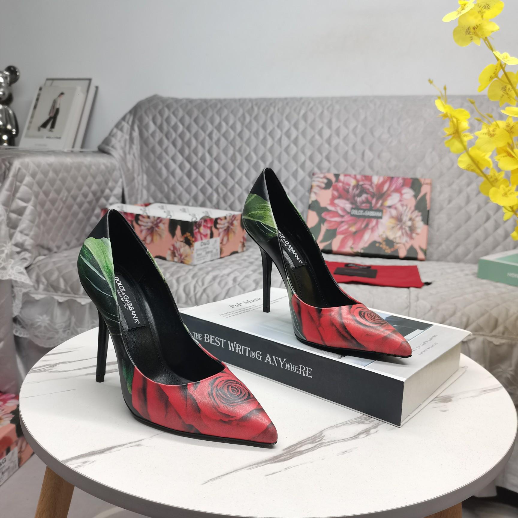 Dolce & Gabbana Rose-print Jersey Pumps - PerfectKickZ