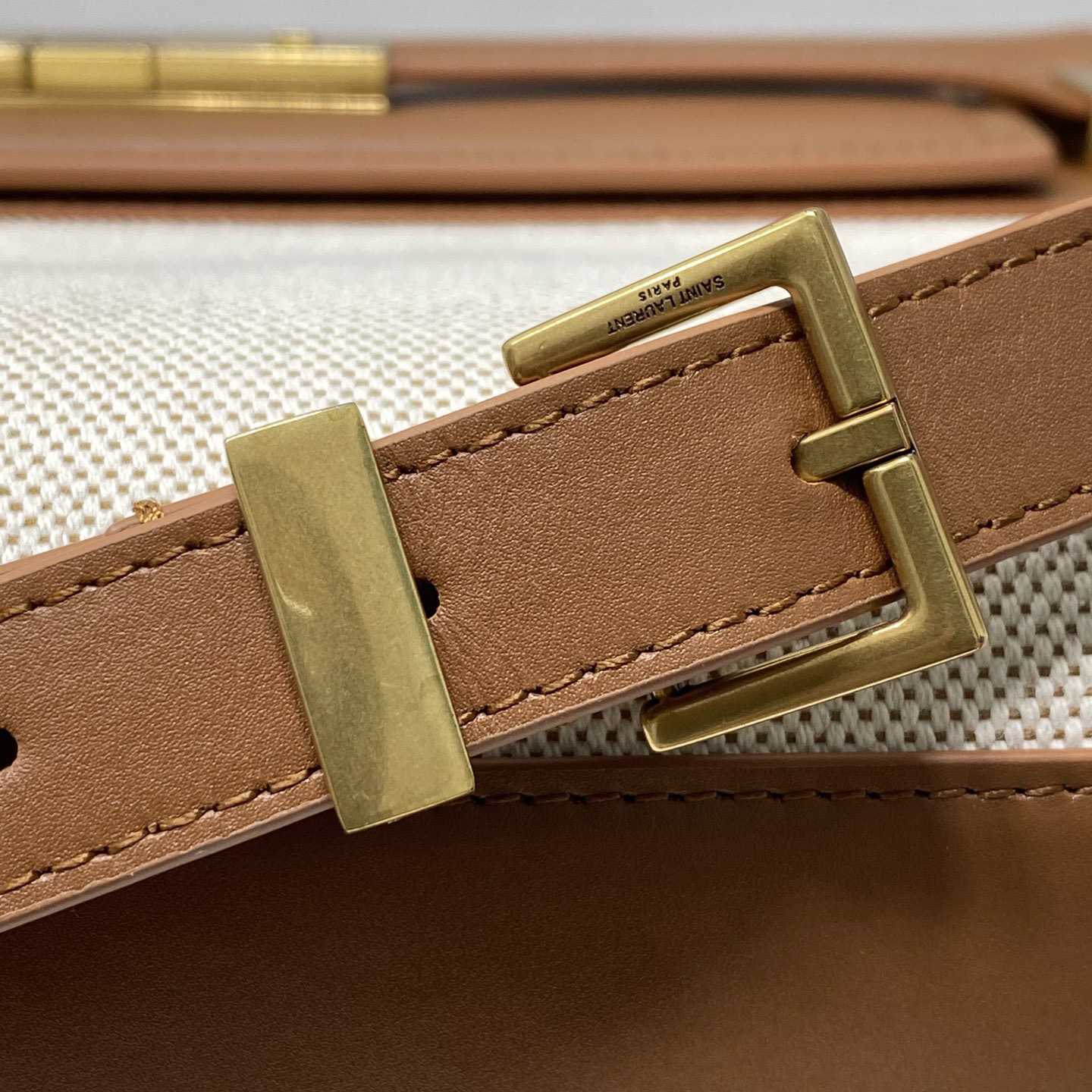 Saint Laurent Manhattan Shoulder Bag In Canvas And Leather - PerfectKickZ