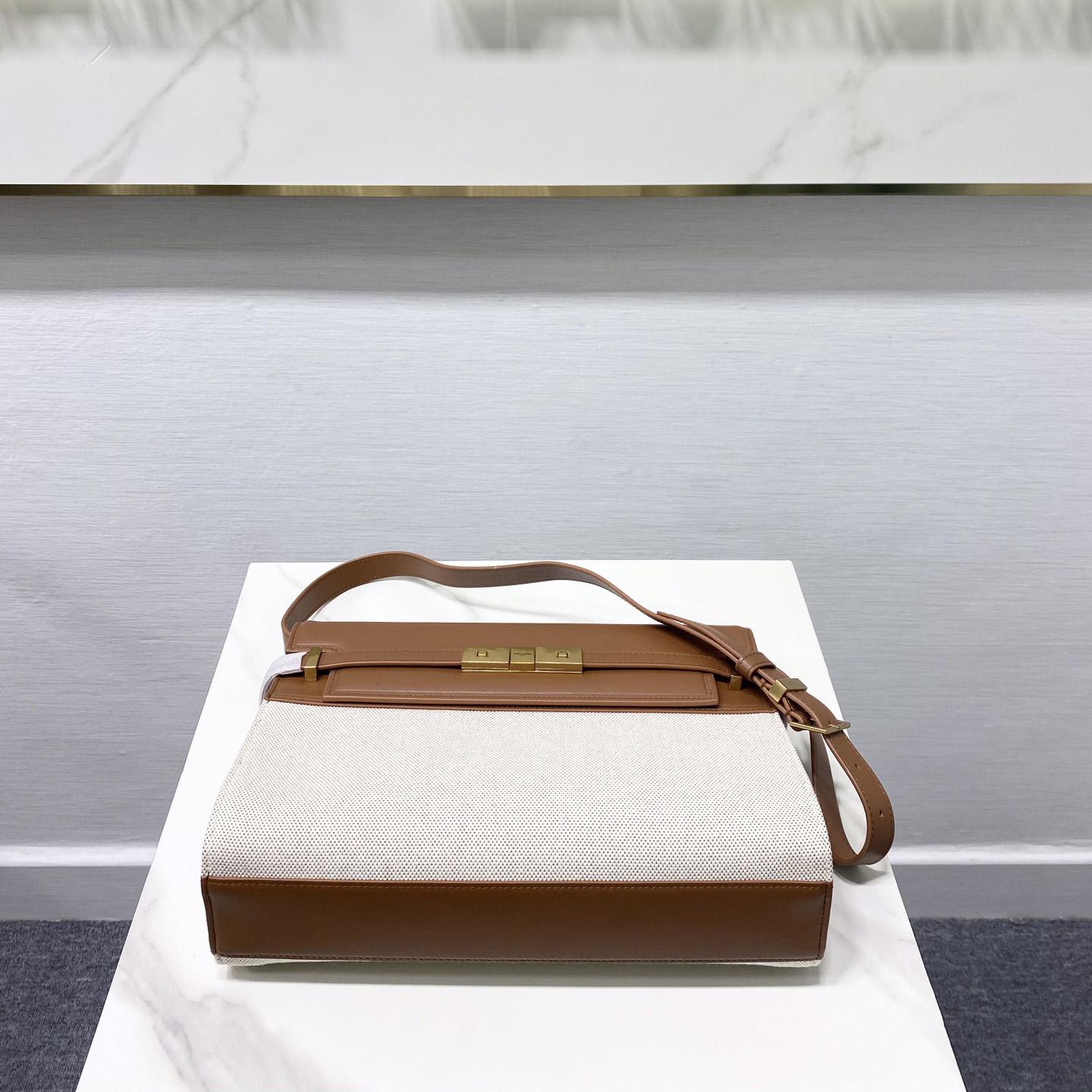 Saint Laurent Manhattan Shoulder Bag In Canvas And Leather - PerfectKickZ