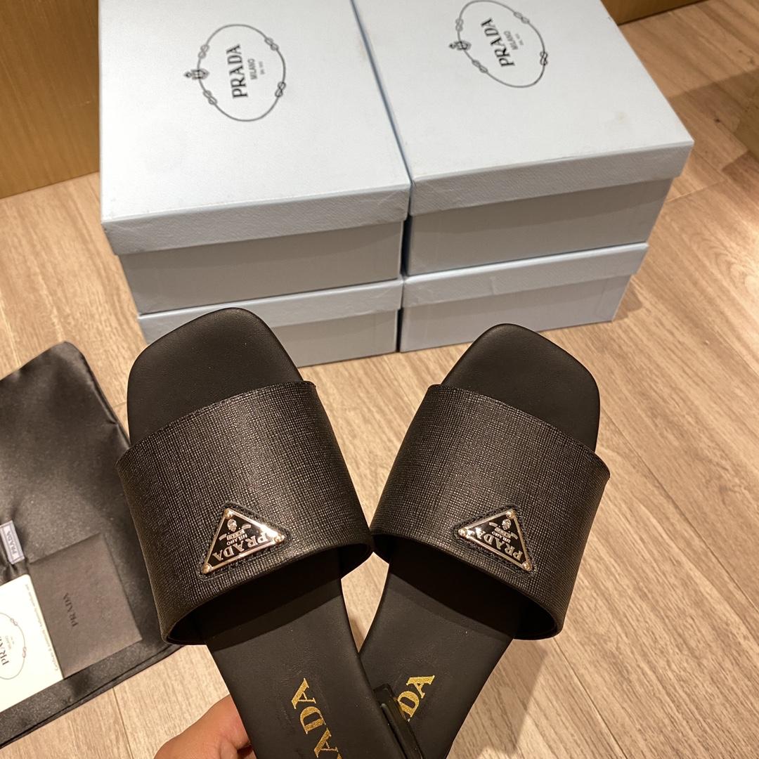 Prada Saffiano Leather Slides - PerfectKickZ