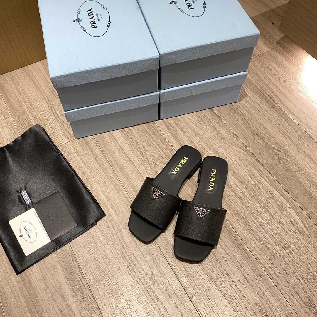 Prada Saffiano Leather Slides - PerfectKickZ