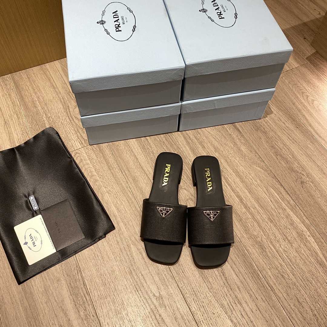 Prada Saffiano Leather Slides - PerfectKickZ