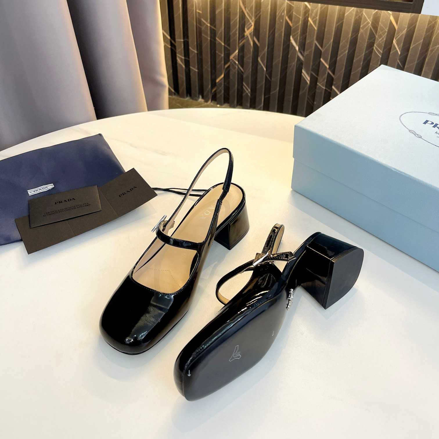 Prada Triangle Logo Leather Slingback Pumps - PerfectKickZ