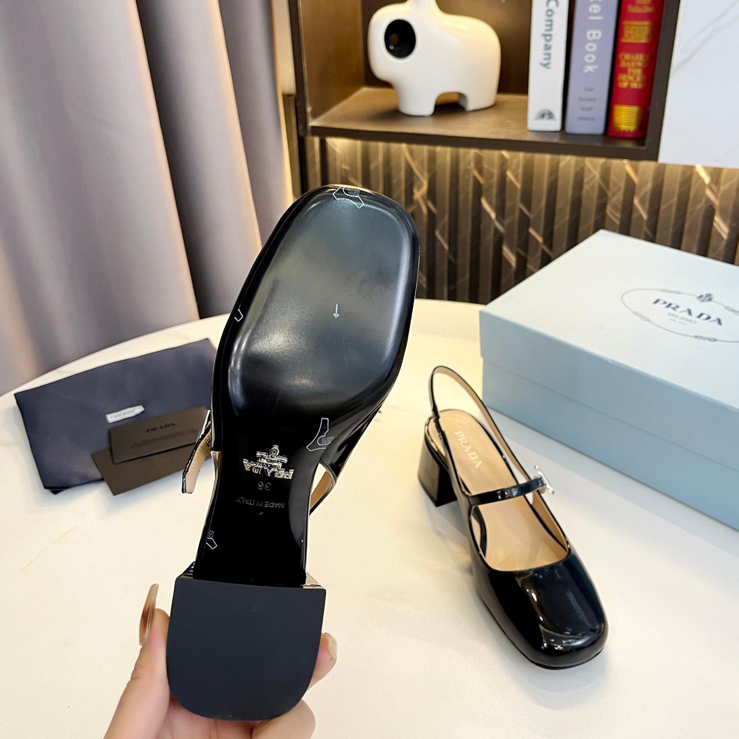 Prada Triangle Logo Leather Slingback Pumps - PerfectKickZ