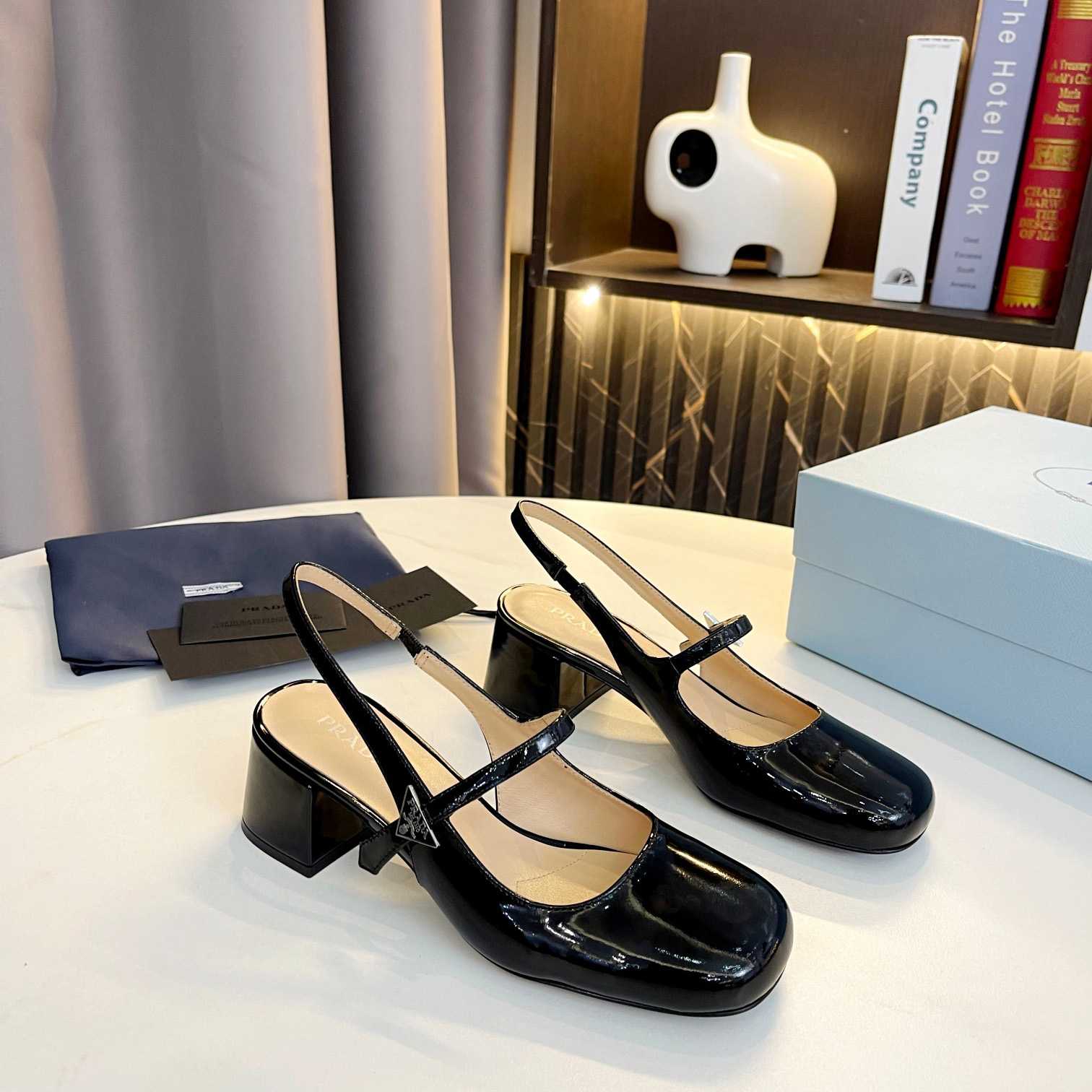 Prada Triangle Logo Leather Slingback Pumps - PerfectKickZ