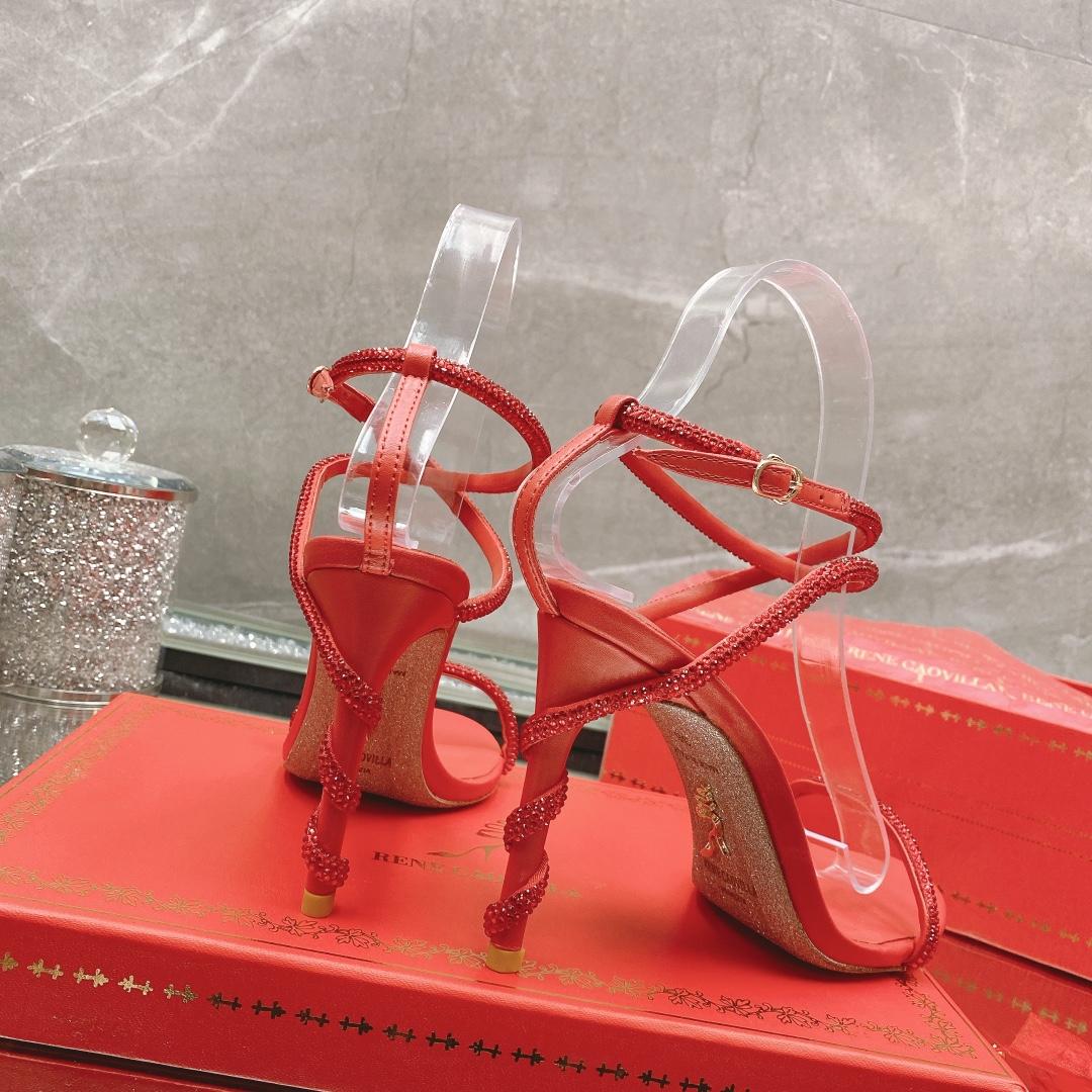 Rene Caovilla Margot Crystal Red Sandal - PerfectKickZ