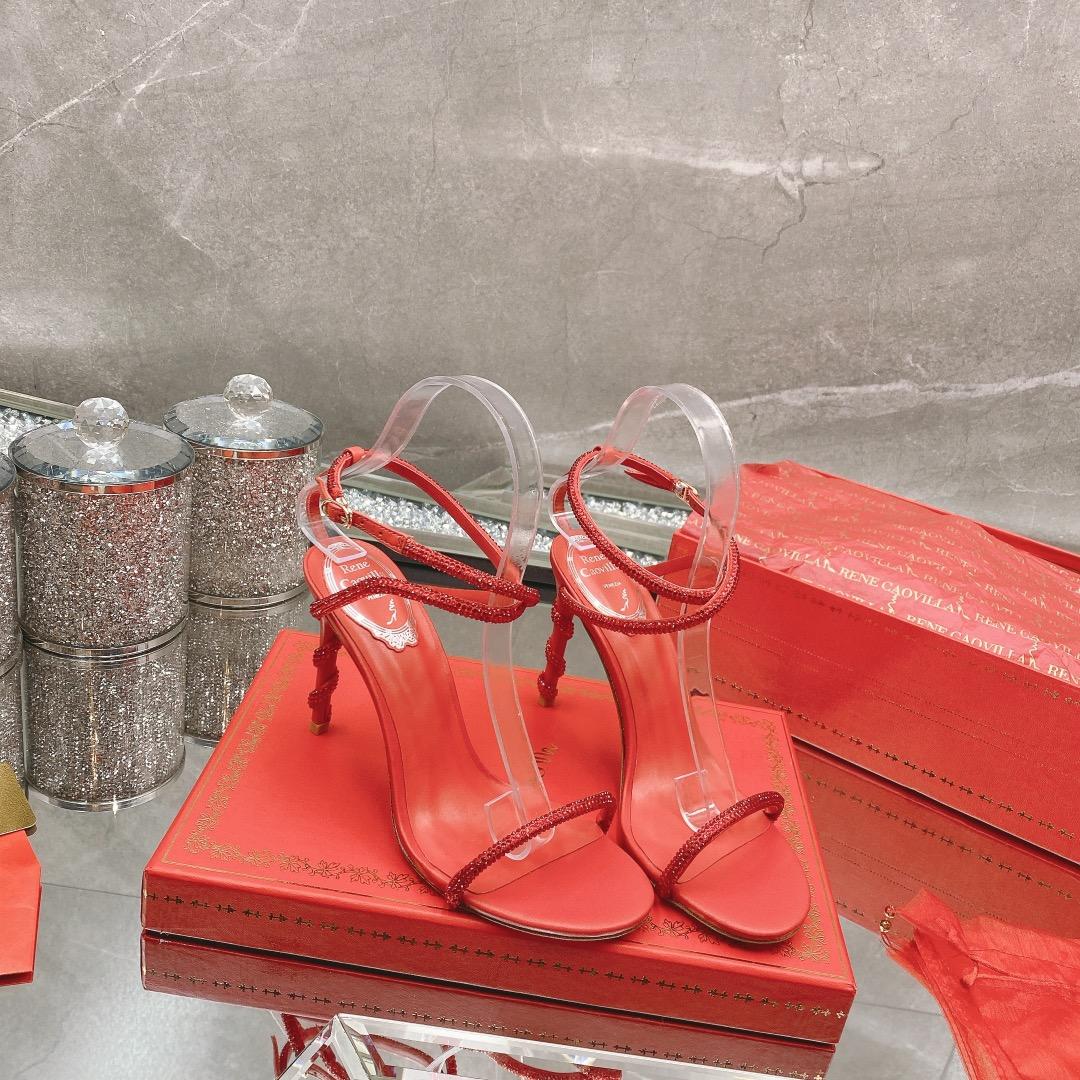 Rene Caovilla Margot Crystal Red Sandal - PerfectKickZ