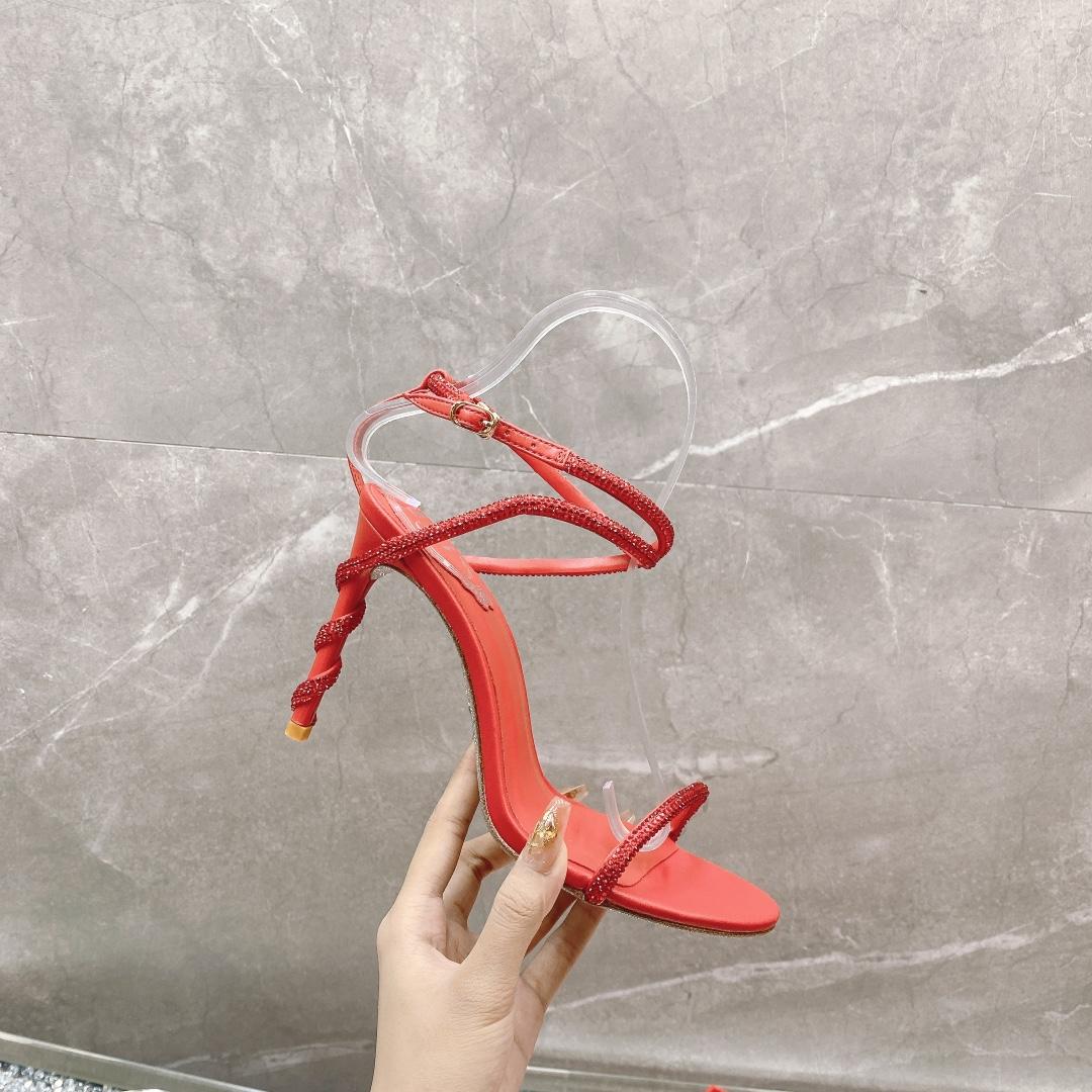 Rene Caovilla Margot Crystal Red Sandal - PerfectKickZ