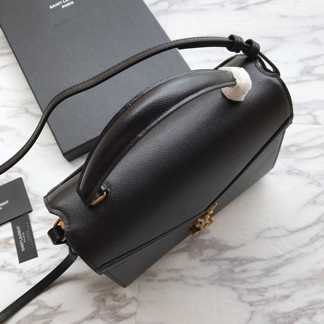 Saint Laurent Cassandra MIni Top Handle Bag In Grain De Poudre Embossed Leather - 
