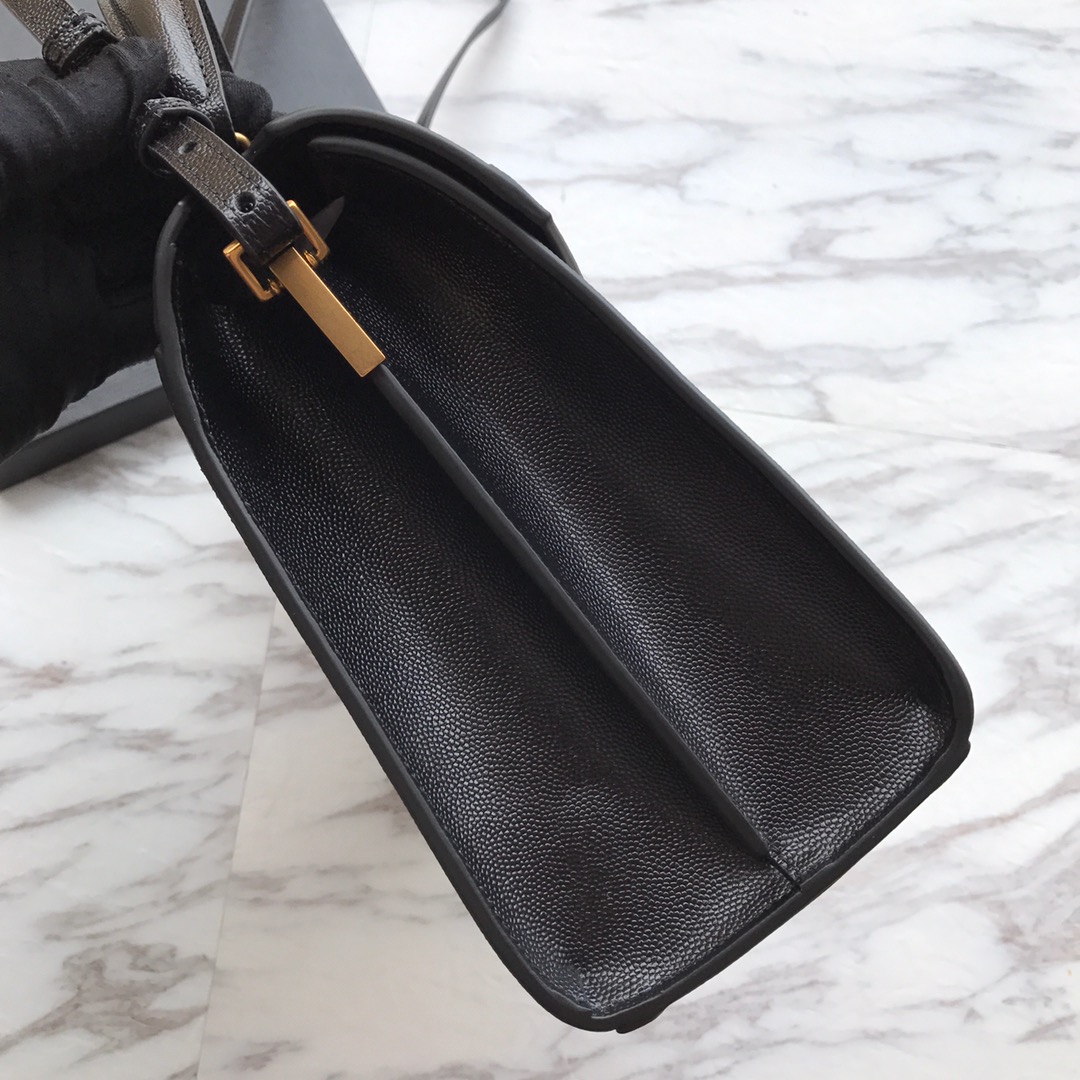 Saint Laurent Cassandra MIni Top Handle Bag In Grain De Poudre Embossed Leather - 