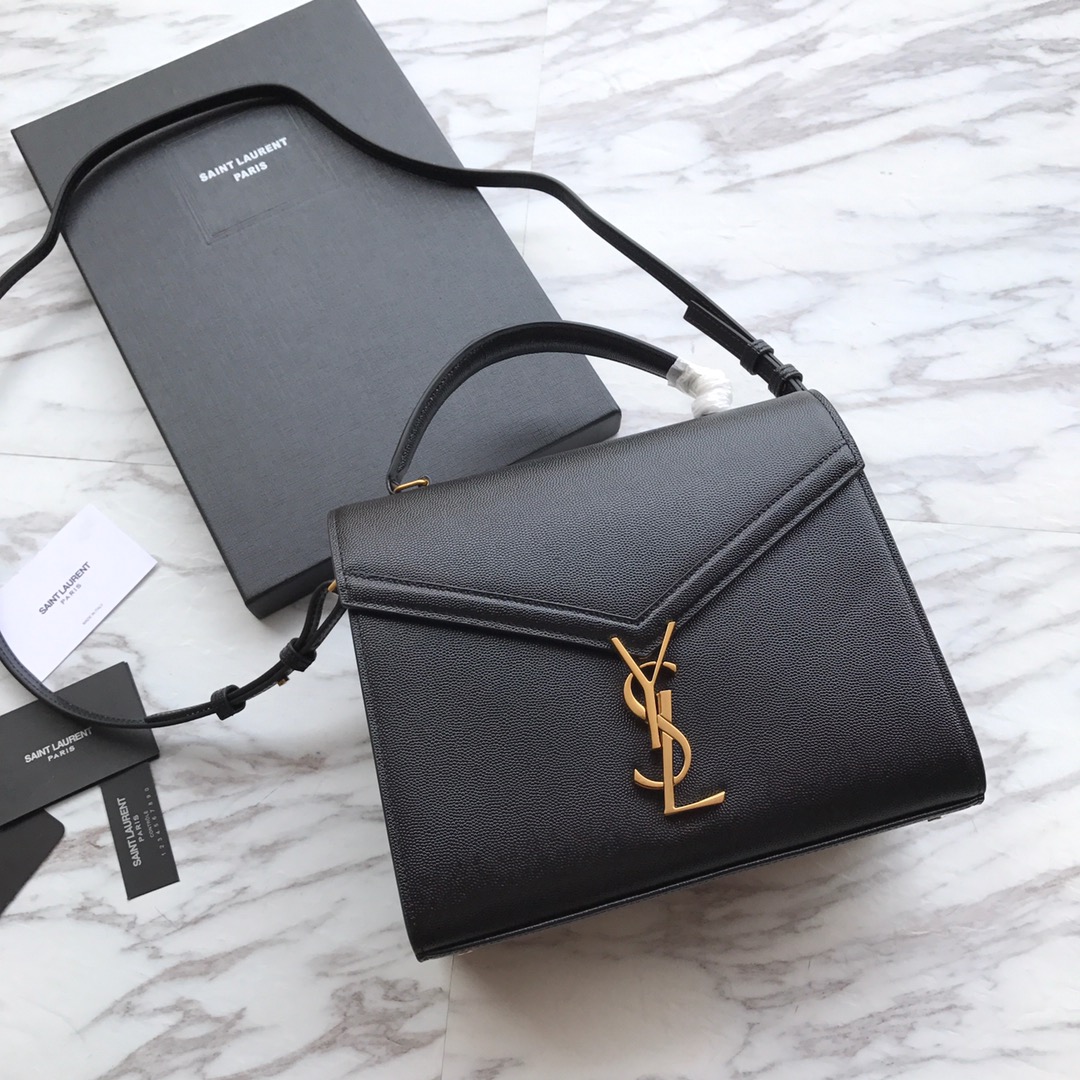 Saint Laurent Cassandra MIni Top Handle Bag In Grain De Poudre Embossed Leather - PerfectKickZ
