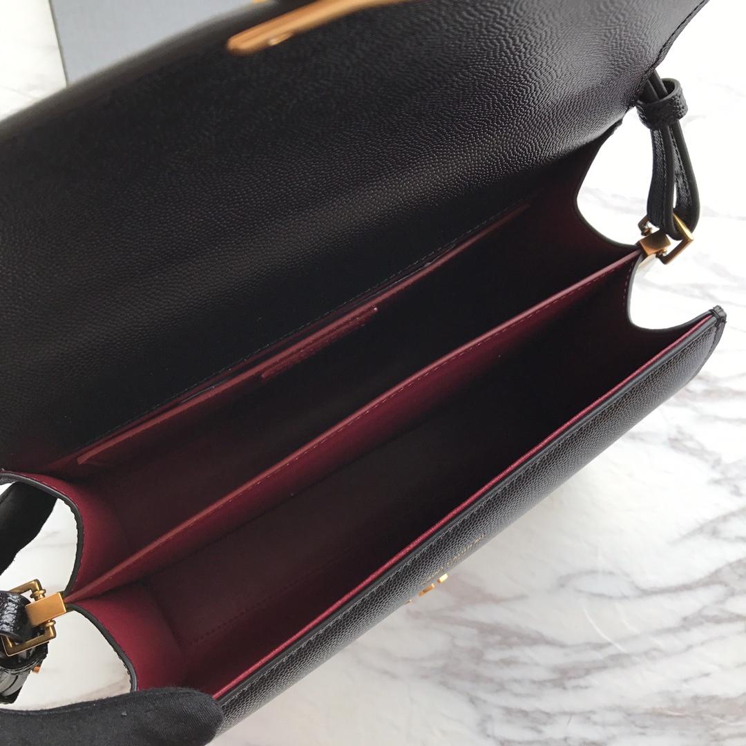 Saint Laurent Cassandra MIni Top Handle Bag In Grain De Poudre Embossed Leather - 