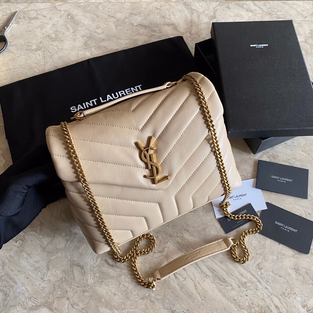 Saint Laurent Loulou Small Chain Bag In Quilted "Y" Leather(25cm) - PerfectKickZ