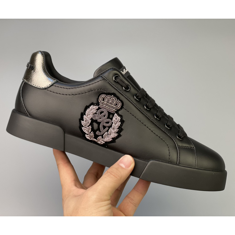 Dolce & Gabbana Calfskin Nappa Portofino Sneakers With Crown Patch - PerfectKickZ
