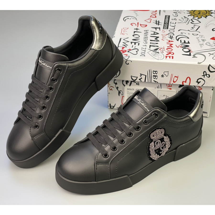 Dolce & Gabbana Calfskin Nappa Portofino Sneakers With Crown Patch - PerfectKickZ