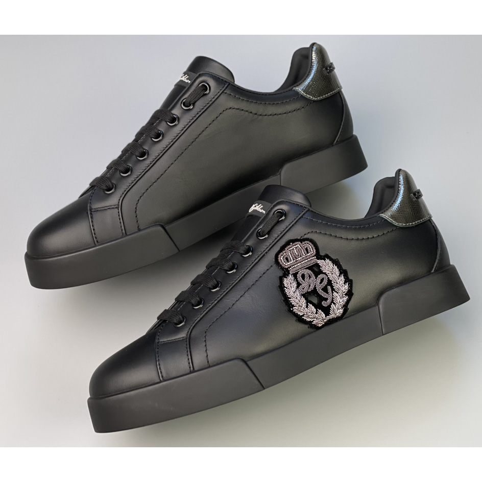 Dolce & Gabbana Calfskin Nappa Portofino Sneakers With Crown Patch - PerfectKickZ