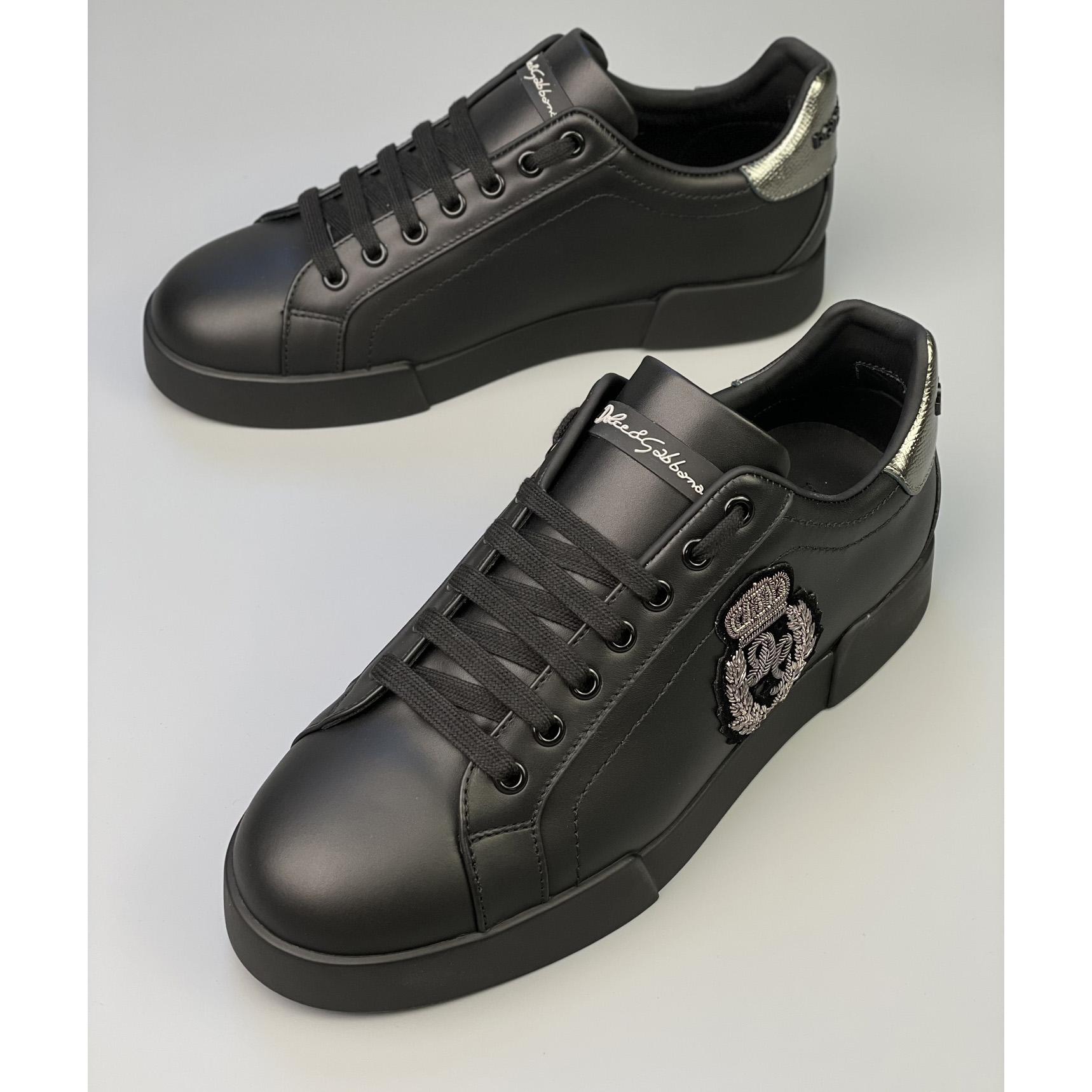 Dolce & Gabbana Calfskin Nappa Portofino Sneakers With Crown Patch - PerfectKickZ