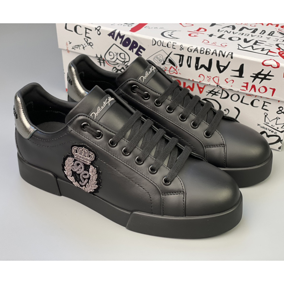 Dolce & Gabbana Calfskin Nappa Portofino Sneakers With Crown Patch - PerfectKickZ