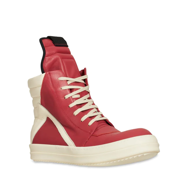 Rick Owens Red Geobasket High-Top Sneakers - PerfectKickZ
