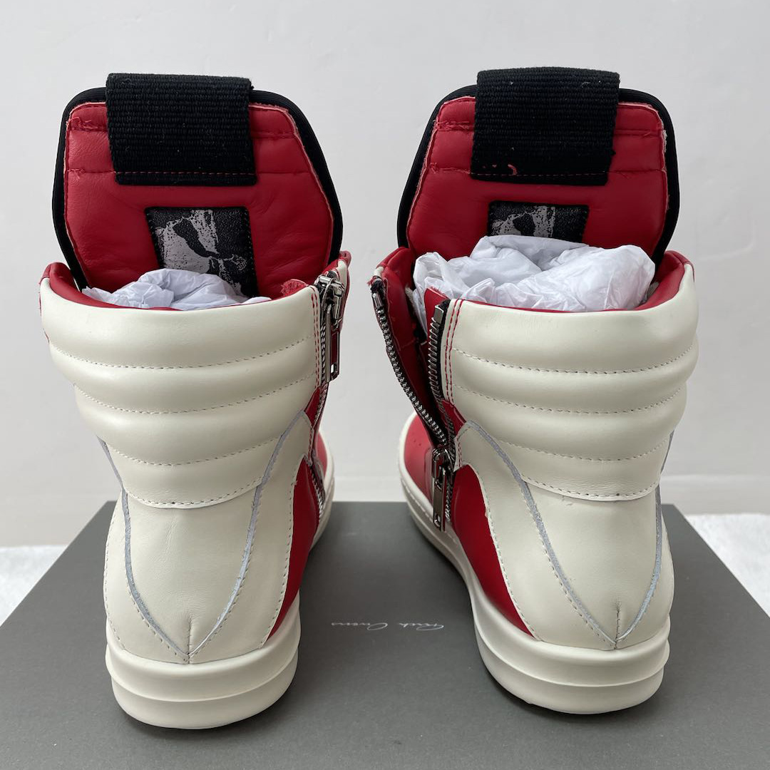 Rick Owens Red Geobasket High-Top Sneakers - PerfectKickZ