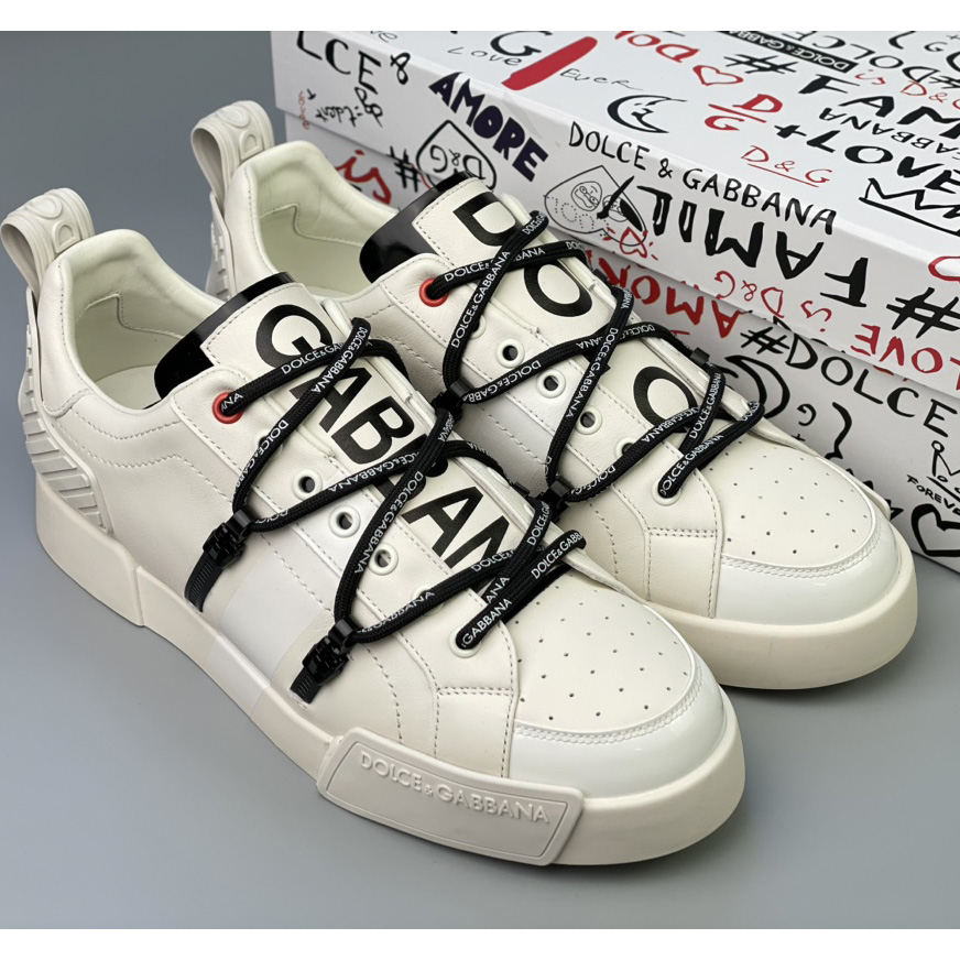 Dolce & Gabbana Portofino Sneakers In Calfskin And Patent Leather - PerfectKickZ